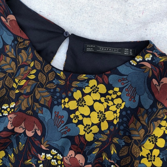 Zara Trafaluc Dark Teal Floral Dress - Picture 4 of 4